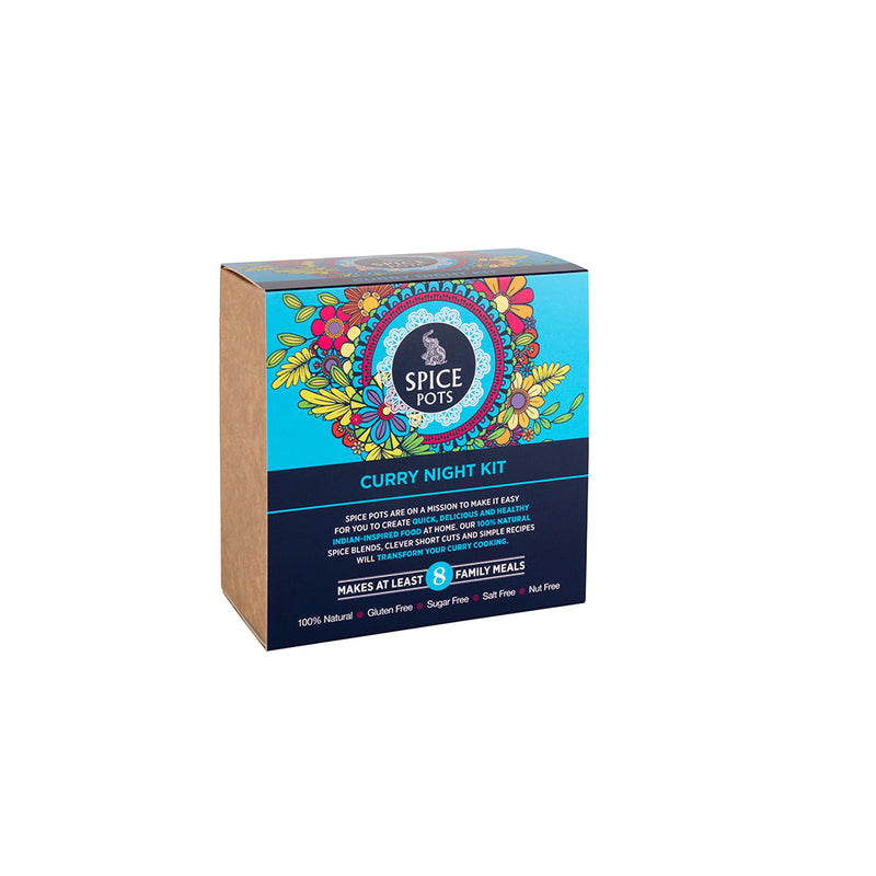 Spice Pots Curry Night Kit - 4 Indian Curry Powders with 8 Quick and Easy Recipes