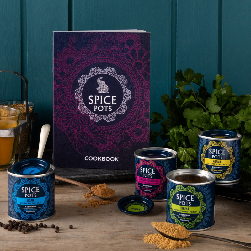 Spice Pots Curry Cookbook Kit - 4 Spice Pots and a 150 Page Indian Cookbook