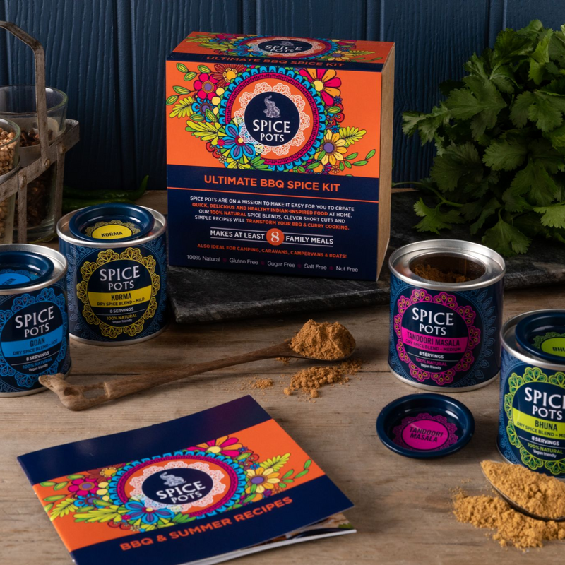 Spice Pots Ultimate BBQ Seasoning and Rub Kit - 4 Tasty BBQ Spices and 8 Easy Recipes